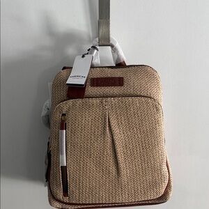 American Tourister Beige and Brown Backpack